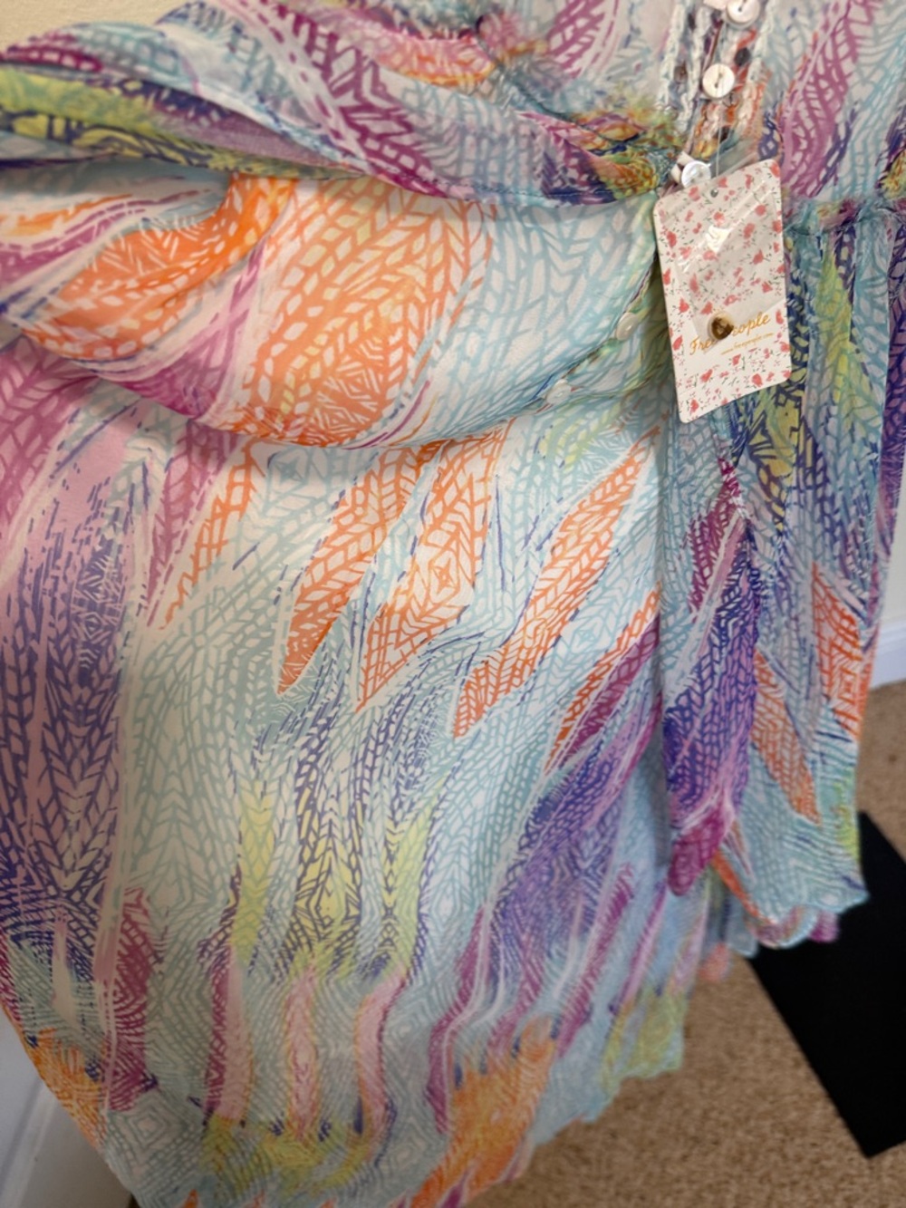 Free people 🌹Pastel Multicolor Maxi Dress with V-Neck - Picture 14 of 15